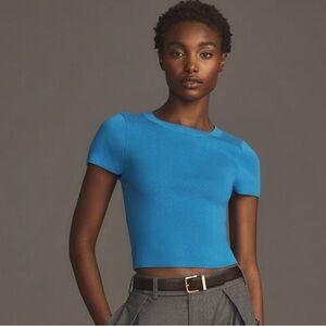 Maeve Short-Sleeve Shrunken Sweater Tee NWT